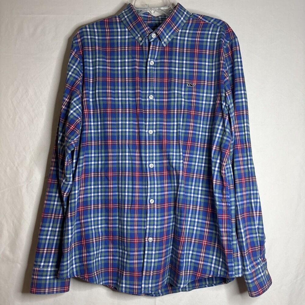 Vineyard Vines Slim Fit Flannel Whale Shirt Men's XL Classic Preppy Multicolor